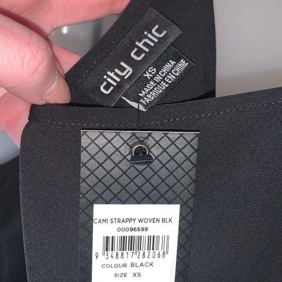 NWT XS / 14W BLACK STRAPPY WOVEN CAMI CITY CHIC PLUS SIZE - Picture 7 of 13